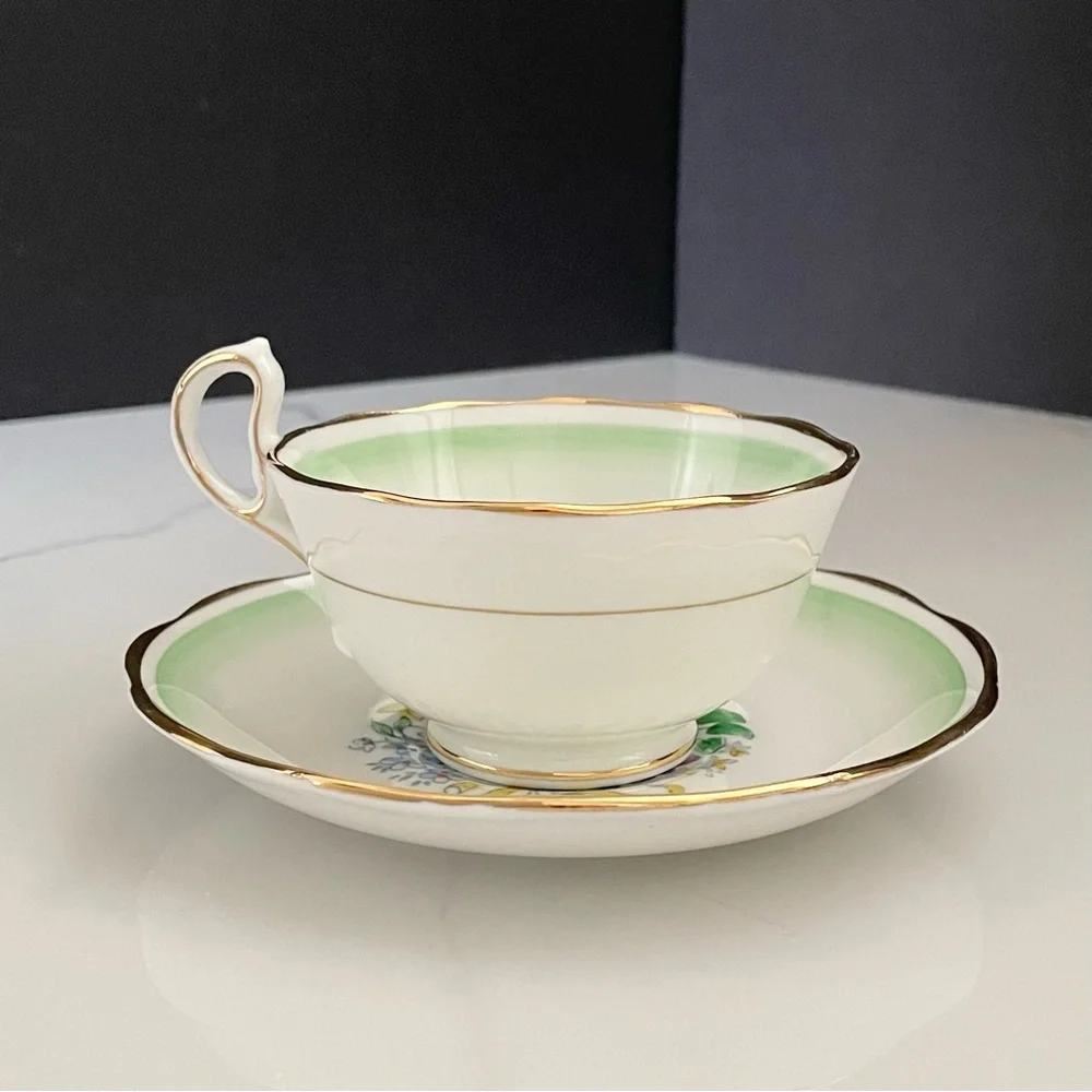 Mint Green Floral Tea Cup & Saucer by Royal Albert